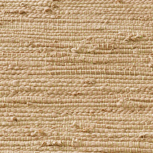 Flicken-Teppich 100% Baumwolle | Waschbarer Fleckerl mit Fransen | Beige